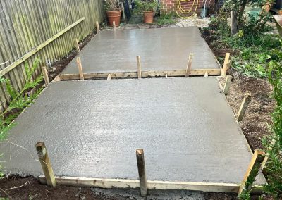 Dig out for new shed & greenhouse bases in bromham with York stone footpath